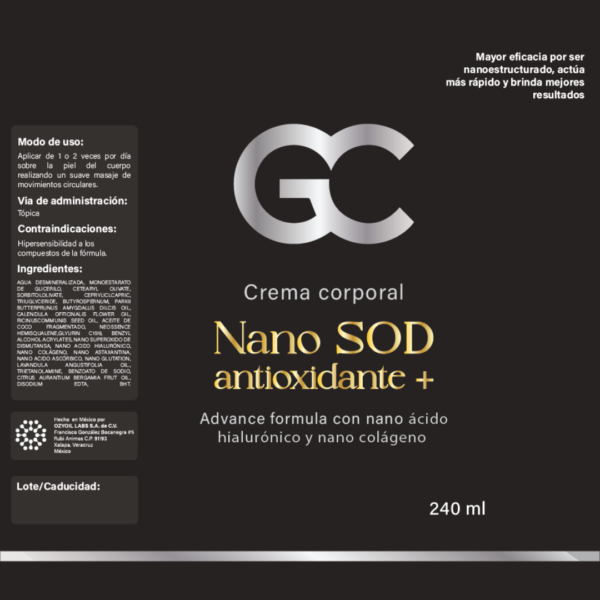 Nano Crema Corporal Nano SOD Antioxidante + - Image 2